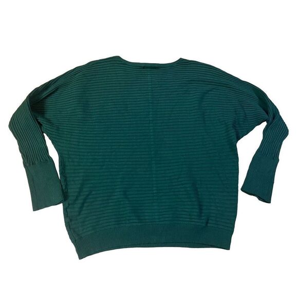 New York & Company forest green vertical ribbed drop shoulder sweater size XL - Picture 2 of 8
